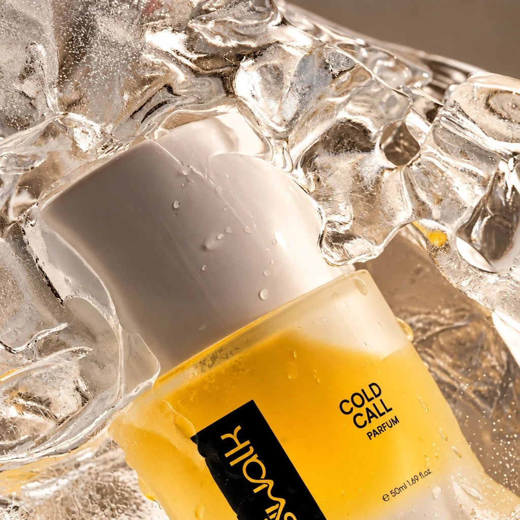 Cold Call 50ml parfum bottle on ice