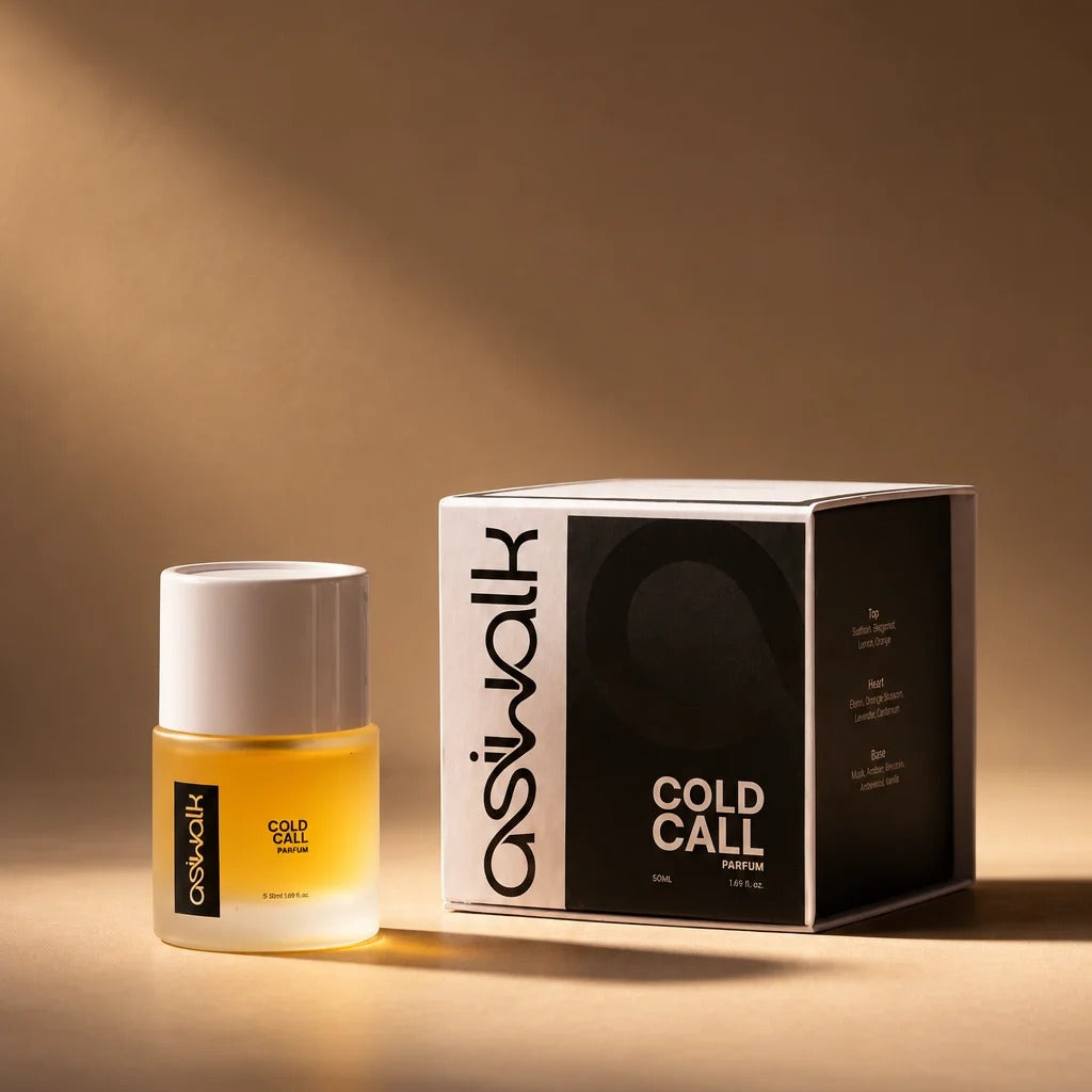 Cold Call 50ml parfum bottle beside its box